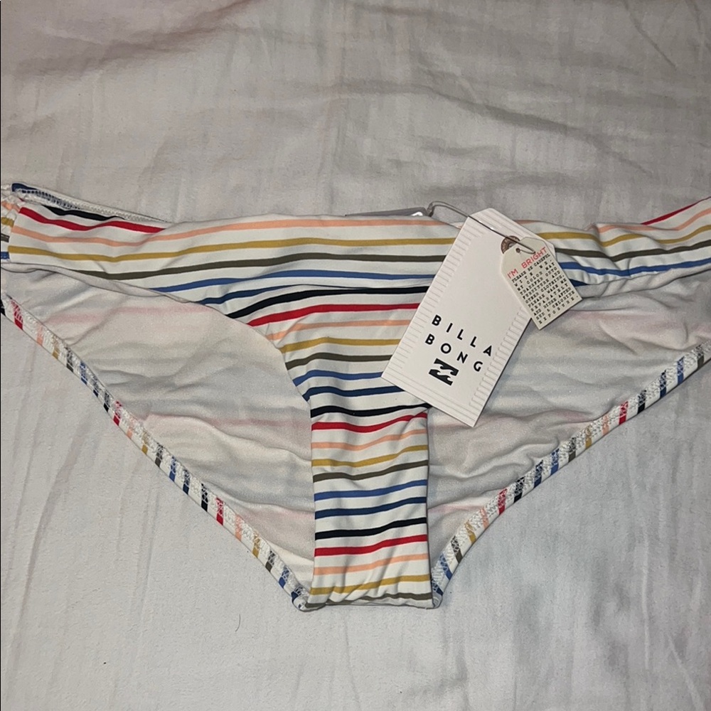 BILLABONG Multicolor Striped Bikini Bottom Low Rider Full Coverage